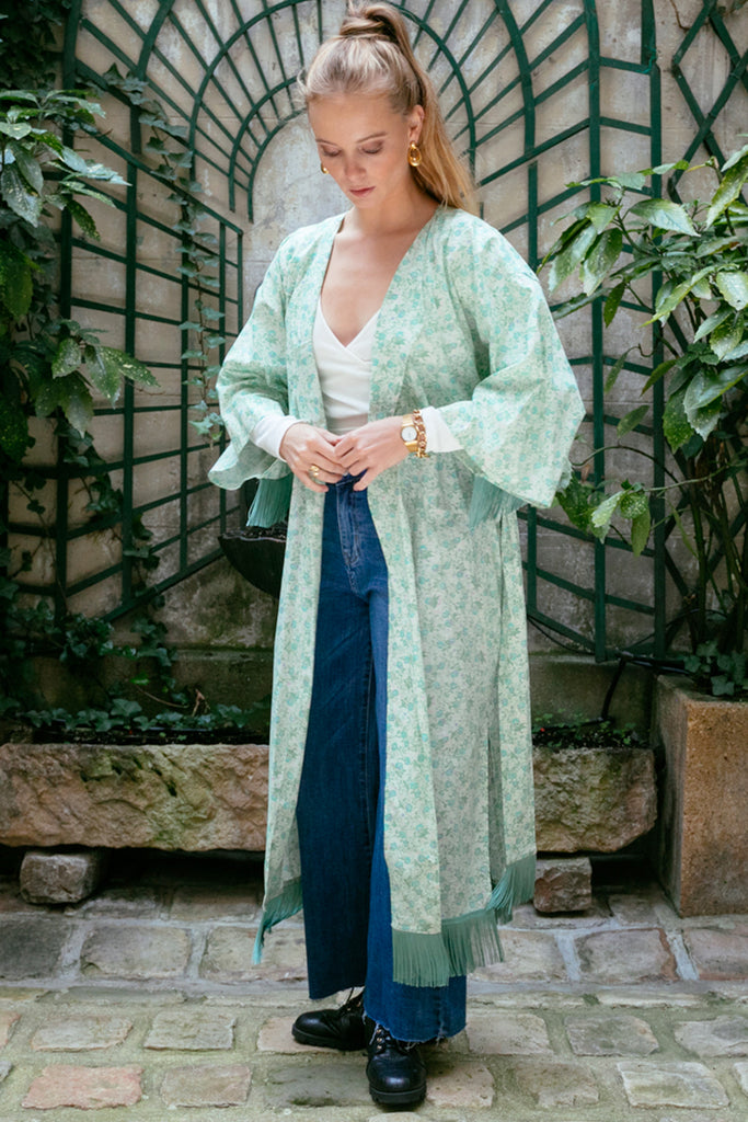 Kimono Céladon Long